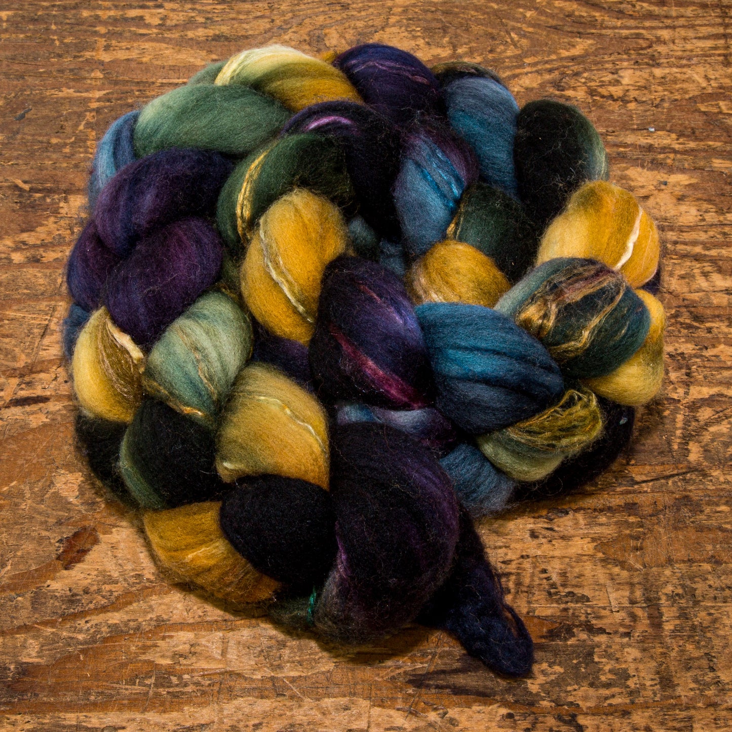 Spinning Fiber | 70% 18.5 Micron Merino, 30% Mulberry Silk (cultivated) Yellow Green Purple | Consignment - Spinning Fiber