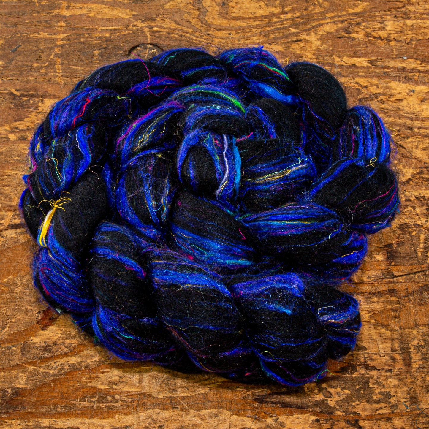 Spinning Fiber | 80% 18.5 Micron Black Merino and 20% Sari Silk Blue | Consignment - Spinning Fiber