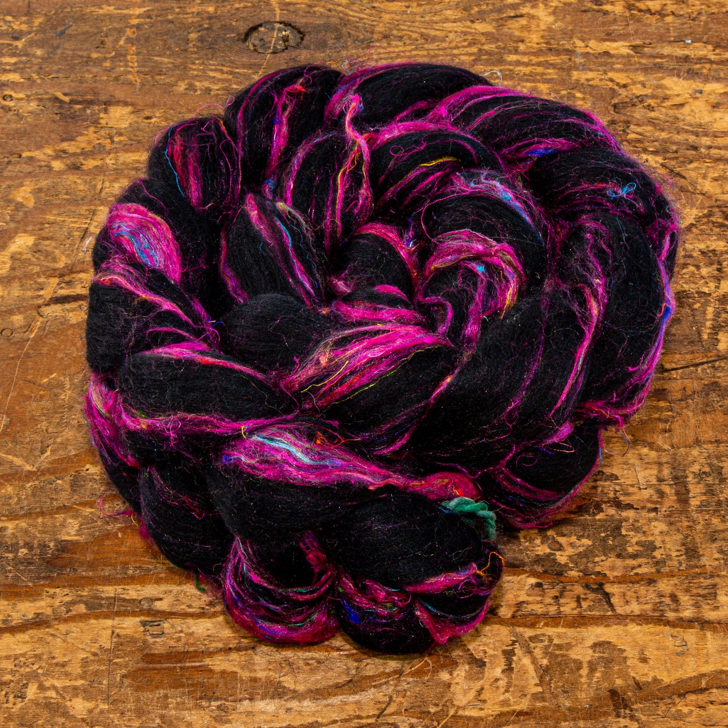 Spinning Fiber | 80% 18.5 Micron Black Merino and 20% Sari Silk Pink | Consignment - Spinning Fiber