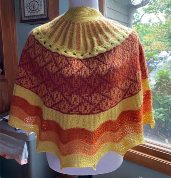 Here Comes the Sun Eclipse Shawl Kit  |  Four Color Version  |  Kelbourne Woolens Perennial