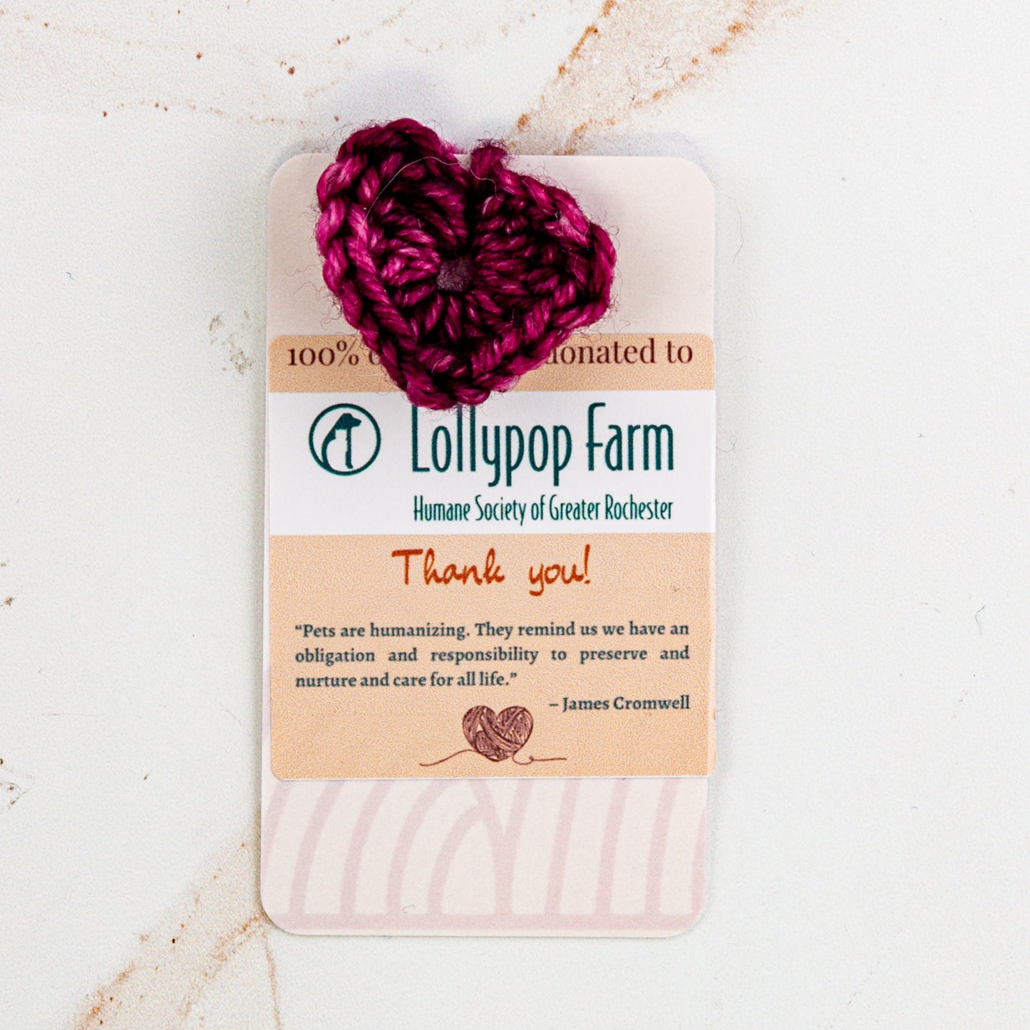Lollypop Farm Donation | Crocheted Heart | Donation