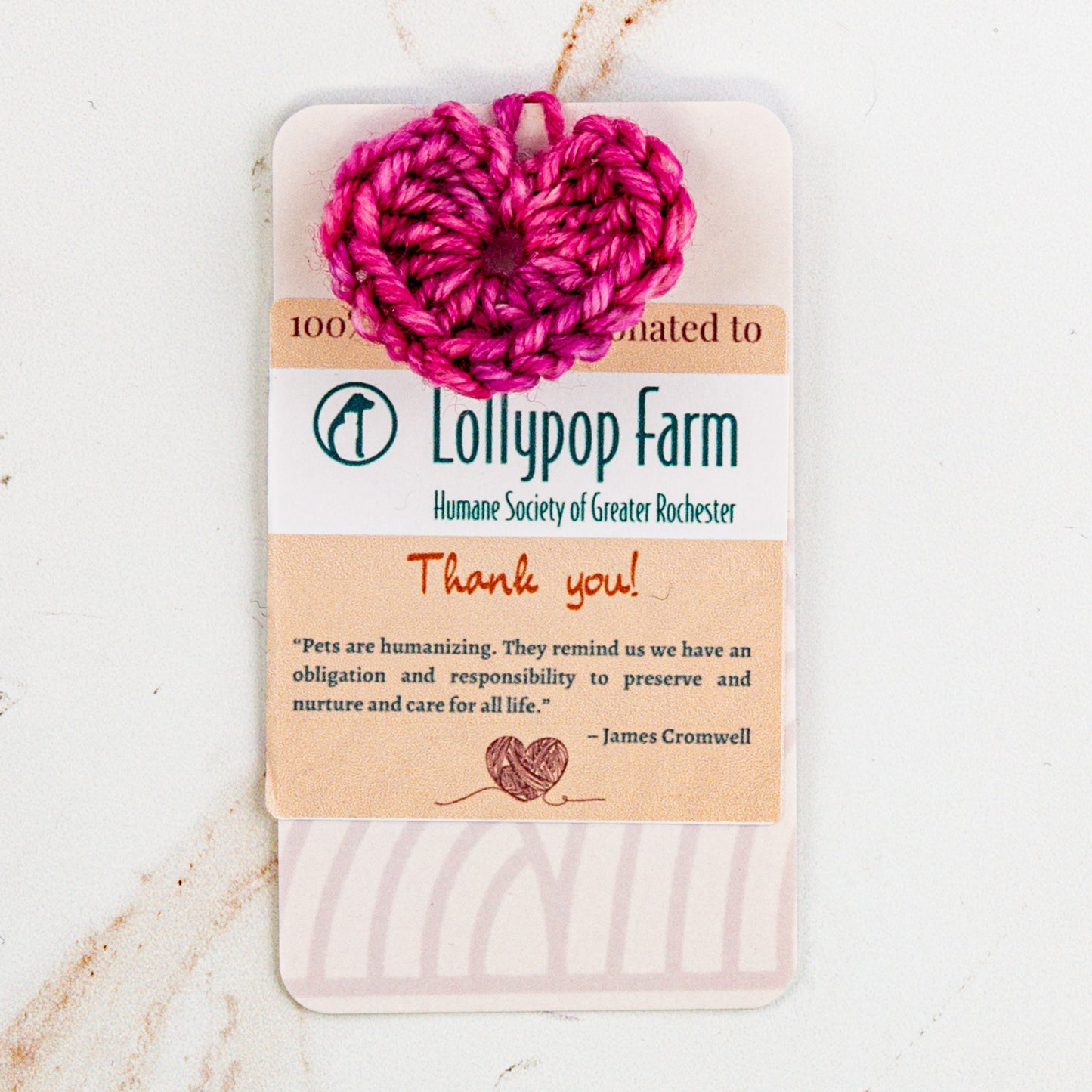Lollypop Farm Donation | Crocheted Heart | Donation