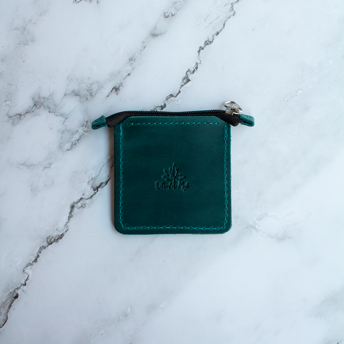 Leather Square Zip Pouch | AVAILABLE FOR SPECIAL ORDER Teal | Notions Case