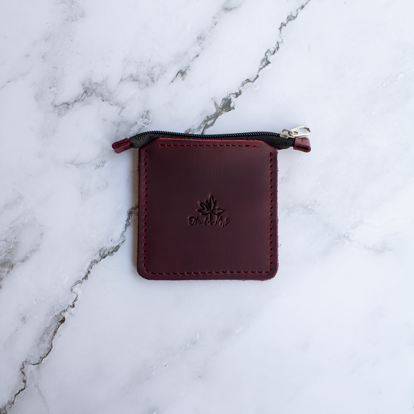 Leather Square Zip Pouch | AVAILABLE FOR SPECIAL ORDER Wine | Notions Case
