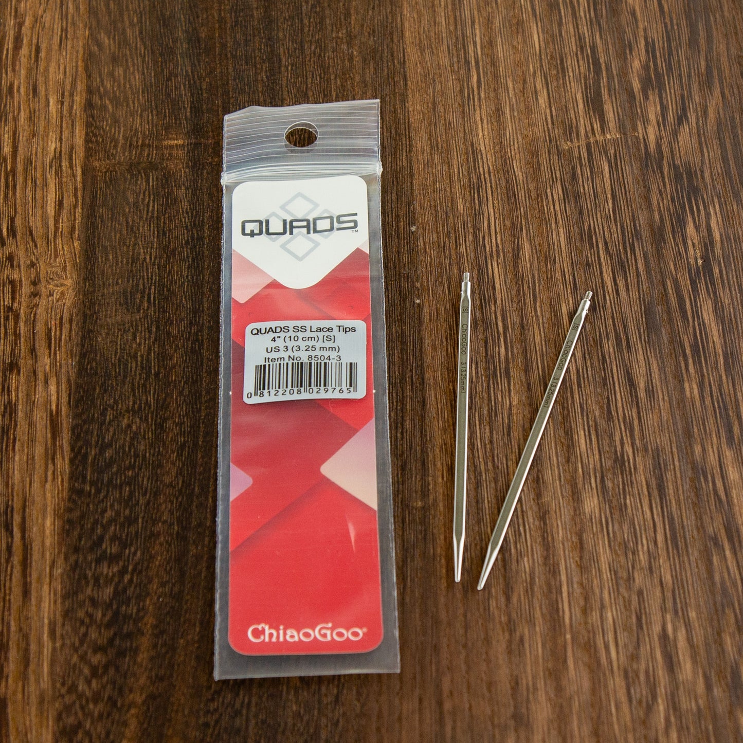 Interchangeable Needles | QUADS SS Lace Tips - 4 inch US 3 (3.25 mm) | Needles
