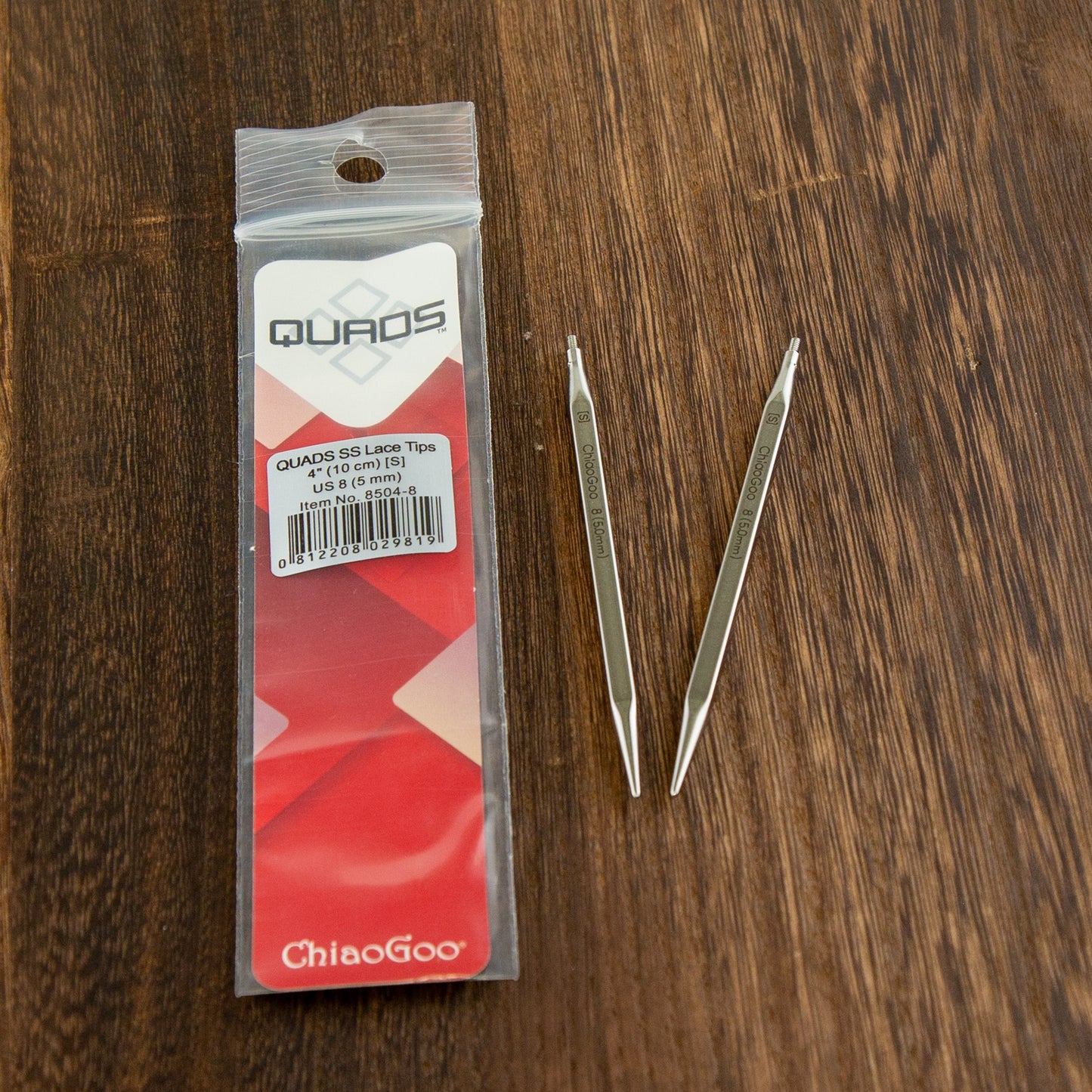 Interchangeable Needles | QUADS SS Lace Tips - 4 inch US 8 (5.0 mm) | Needles