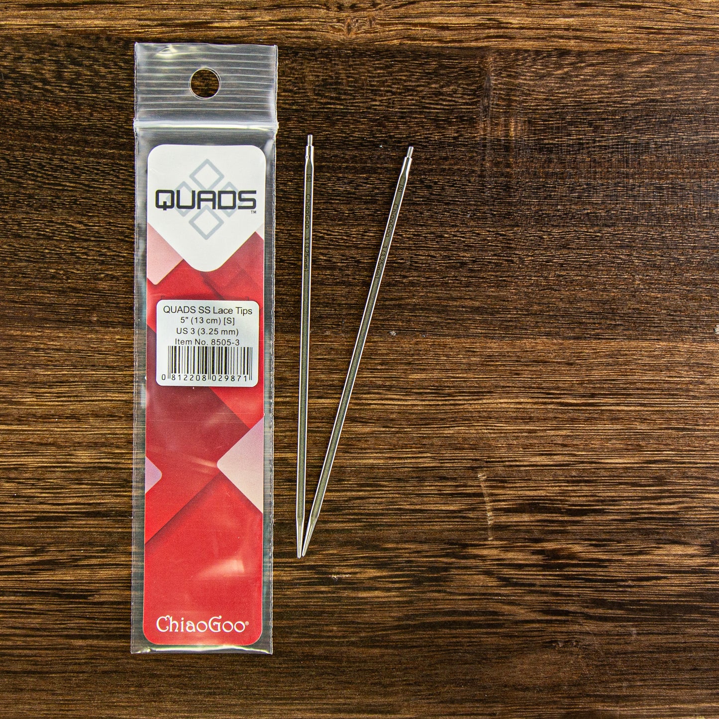 Interchangeable Needles | QUADS SS Lace Tips - 5 inch US 3 (3.25 mm) | Needles