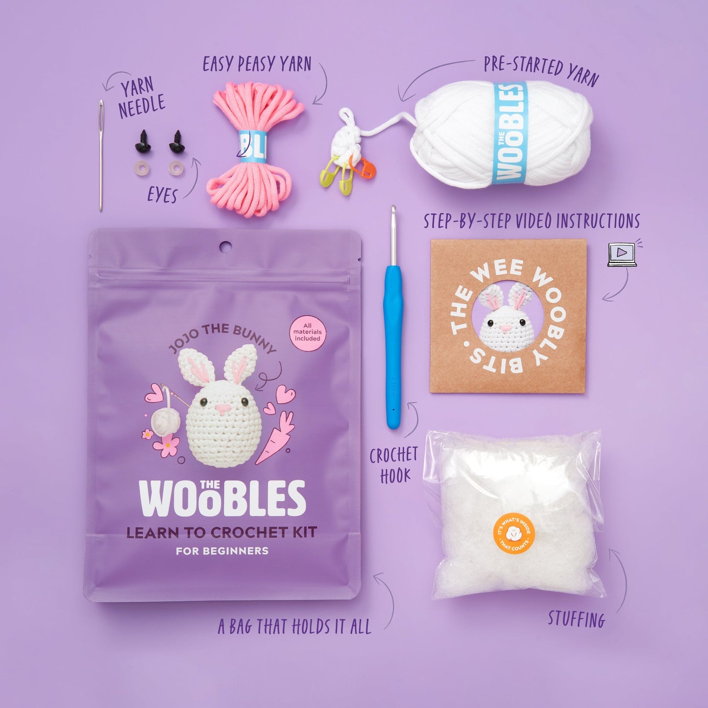Jojo the Bunny | Beginner Crochet Kit | Crochet Kit