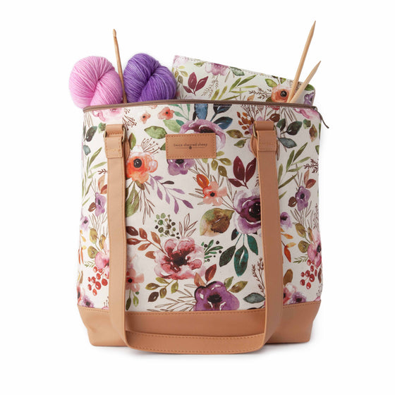 *New* Spring Floral Mega Trinity Bag – Large Zippered Knitting Project Bag