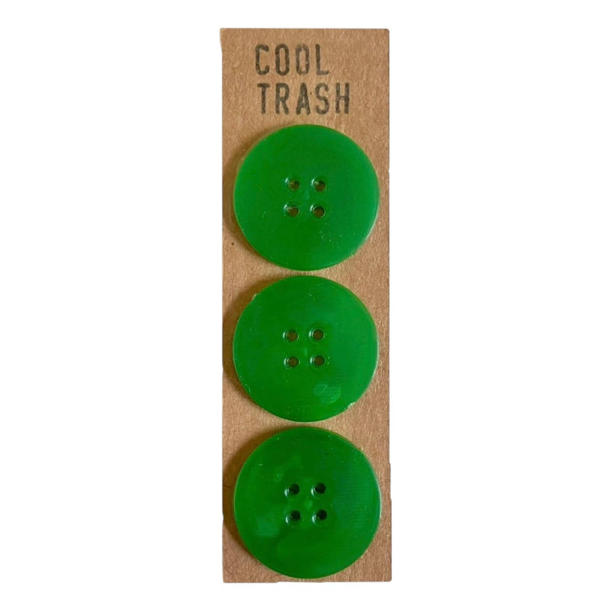 Semitransparent Green Recycled Plastic Big Buttons Set | 1in - 3ct | Buttons