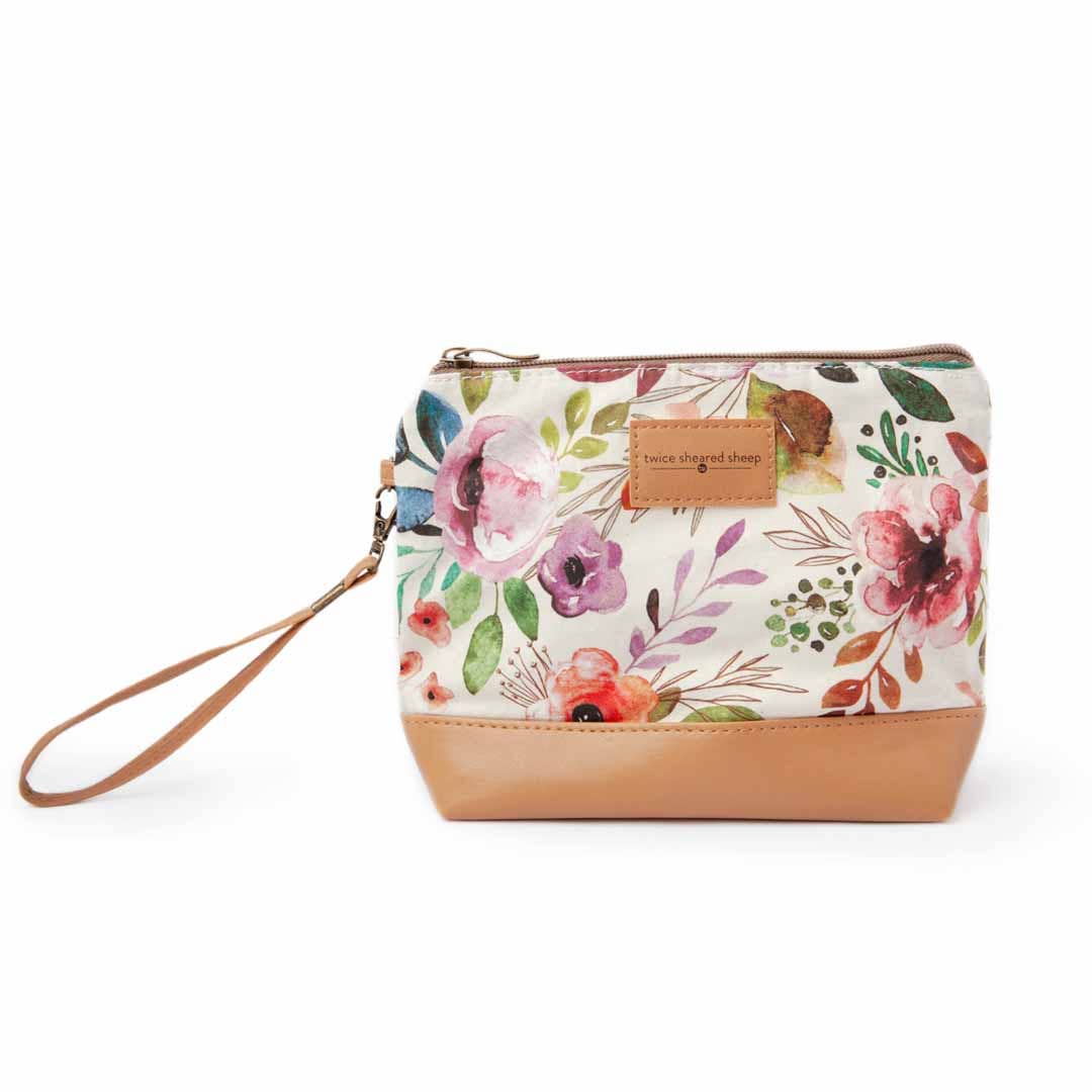 Mini Trini Bag | Small Zippered Sock Project Bag | Spring Floral | Project Bag