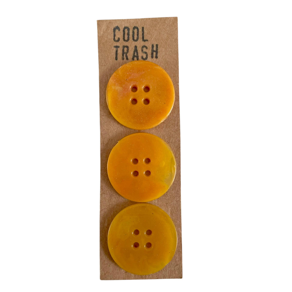 Semitransparent Orange Recycled Plastic Big Buttons Set | 1in - 3ct | Buttons