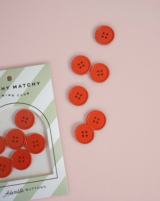 Retro Buttons | Tomato | 7/8in | 6ct