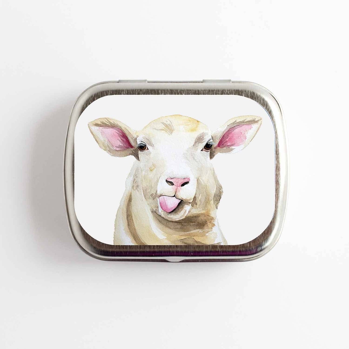 Sassy Sheep Stitch Marker Storage Tin Small (Hinged style) | Storage Tin