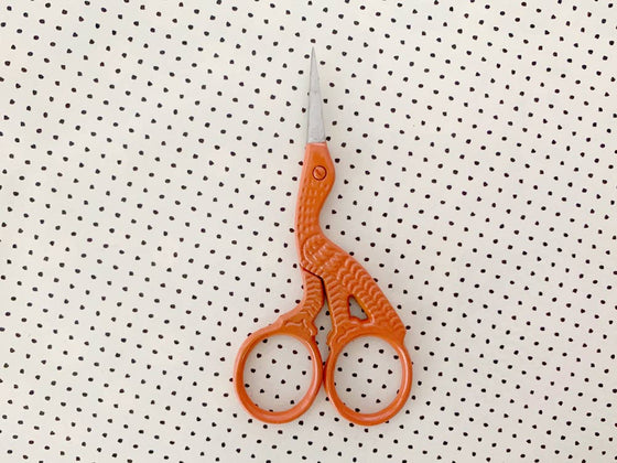 orange Snipster Colorful Stork Embroidery Scissors by Cloud Craft sold by Lift Bridge Yarns