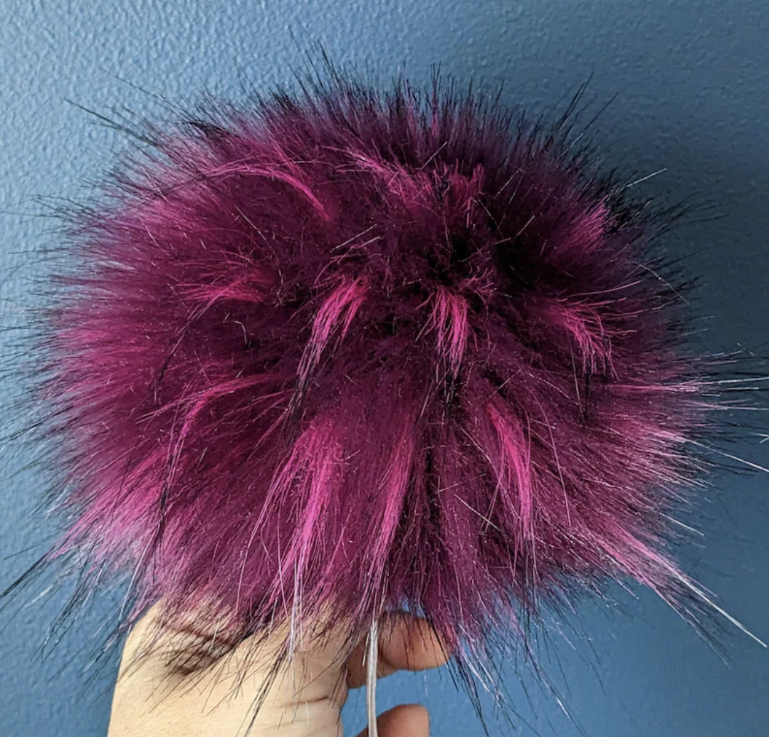 Handmade Faux Fur Pom Pom | Pink Raspberry | Pom Pom