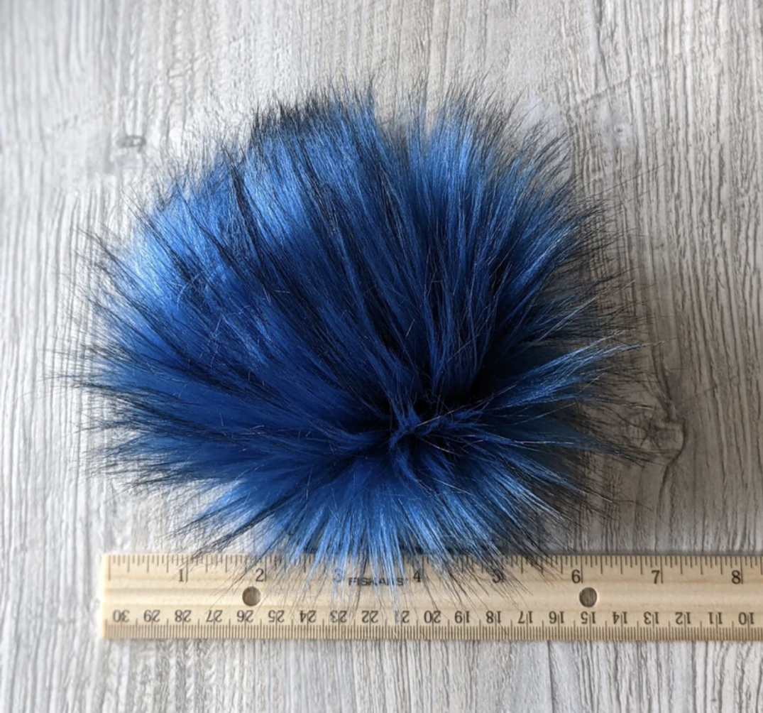 Handmade Faux Fur Pom Pom - Blueberry Blue | Pom Pom