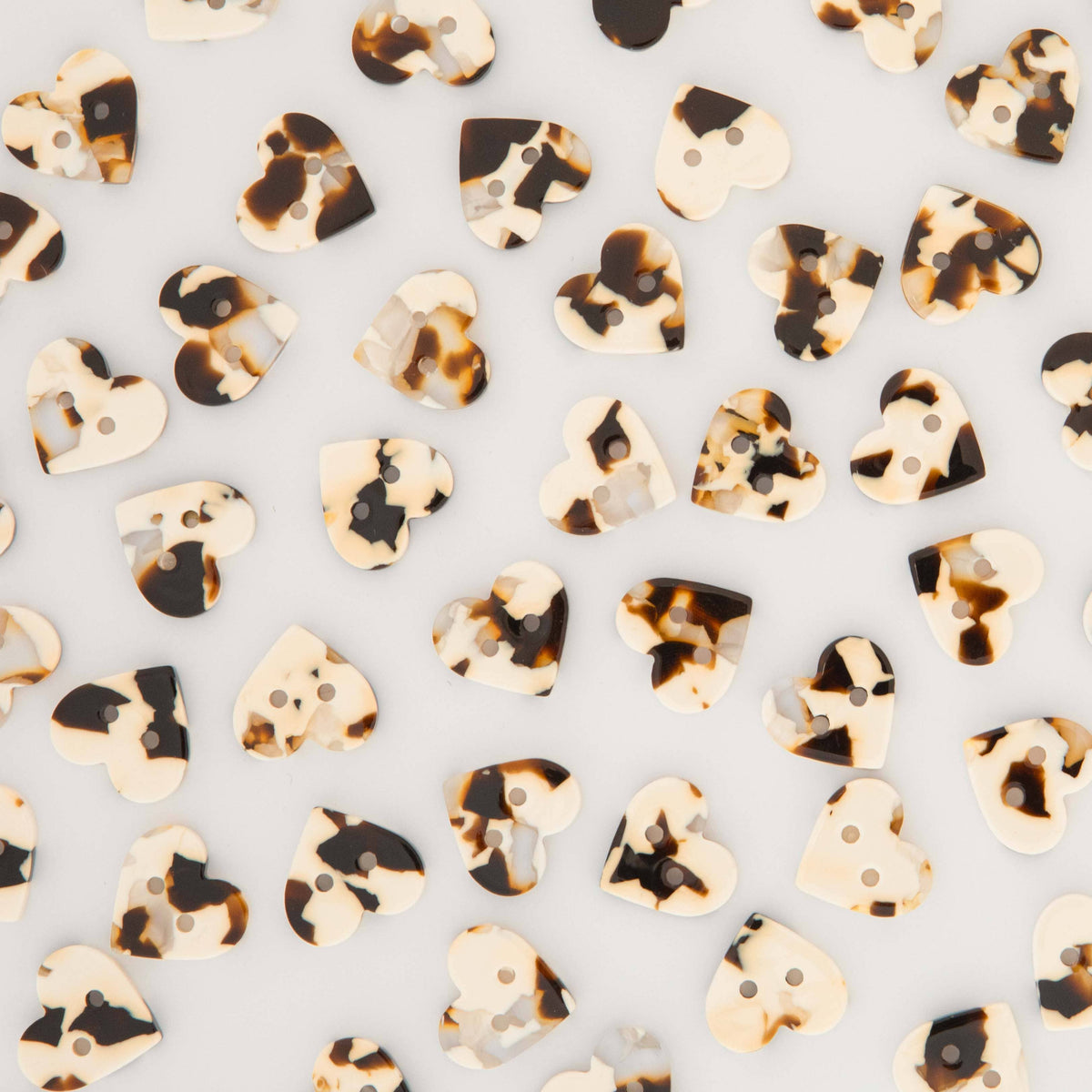 Small Black + Cream Tortoise Heart Buttons | 10ct | Buttons