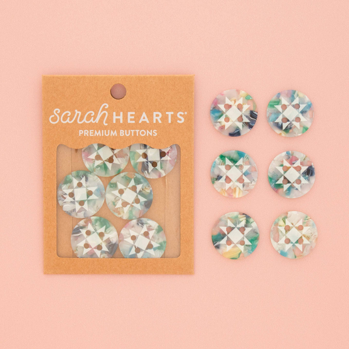 Large Confetti Quilt Star Buttons | Buttons