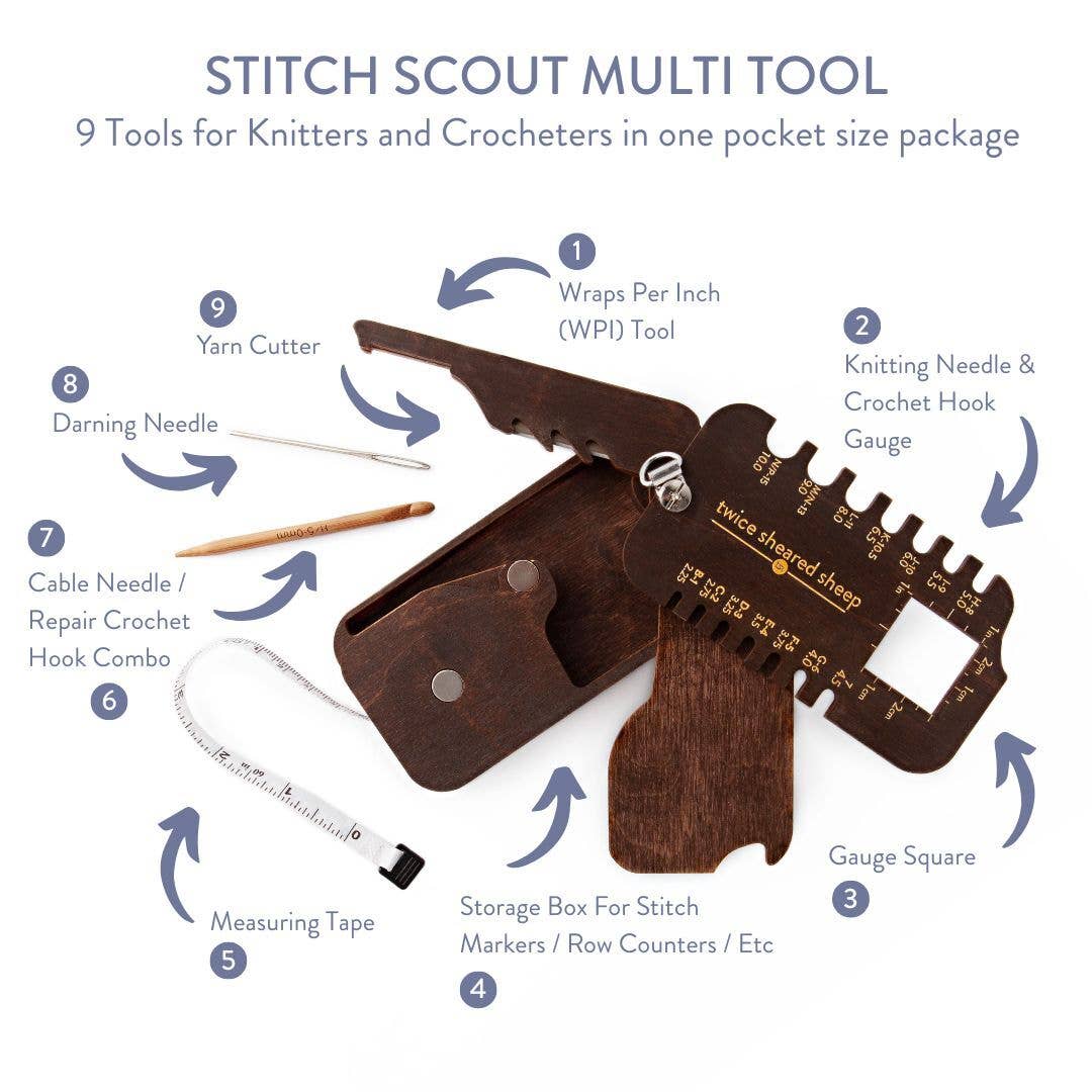 Stitch Scout Multi-Tool for Knitters and Crocheters | Notions - Yarn Minder