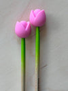 Knitting Needle Point Protectors Tulips Flower Spring Garden Pink | Needle Stoppers