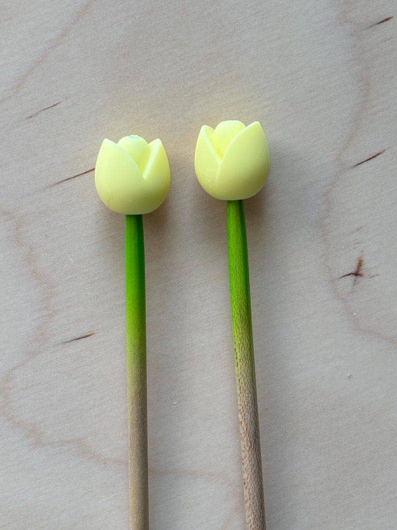Knitting Needle Point Protectors Tulips Flower Spring Garden Yellow | Needle Stoppers