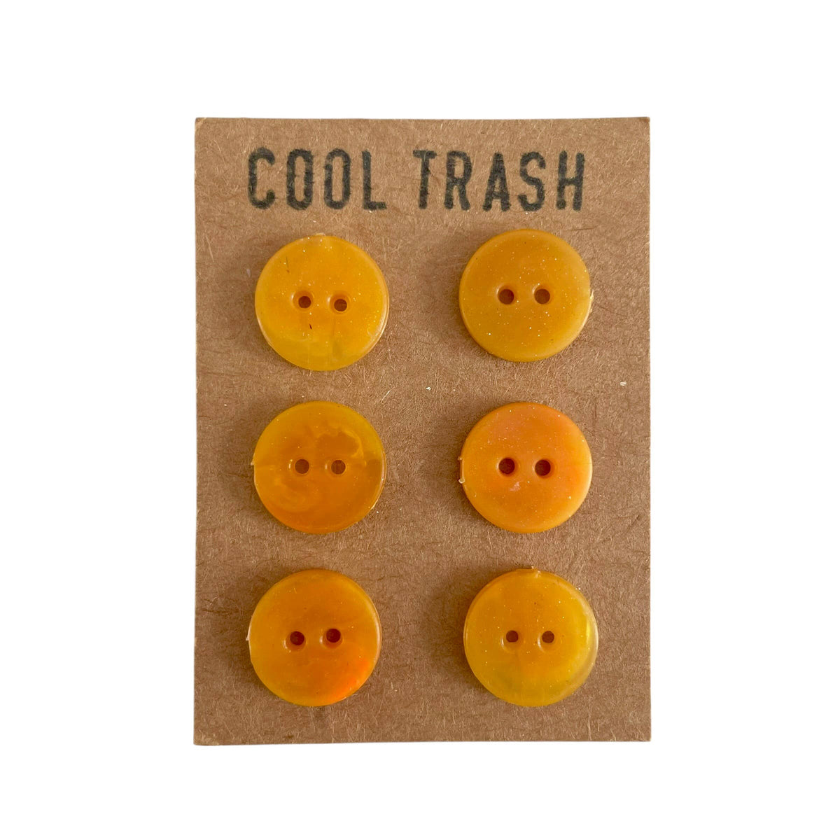 Semitransparent Orange Recycled Plastic Little Buttons Set | 0.5in - 6ct | Buttons