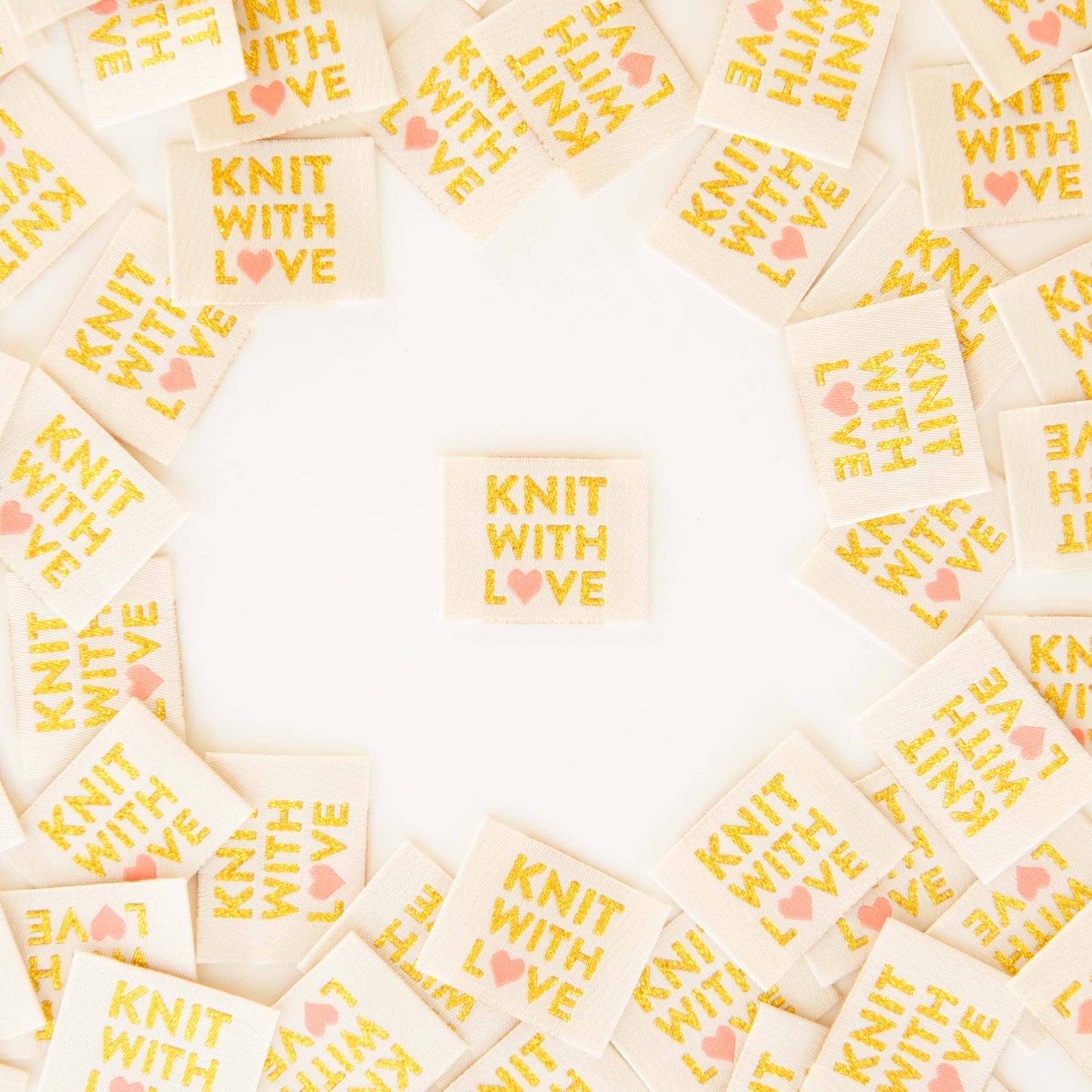 Knit with Love Woven Labels - Knitting Sewing Clothing Label | 8ct | Sew-in Labels