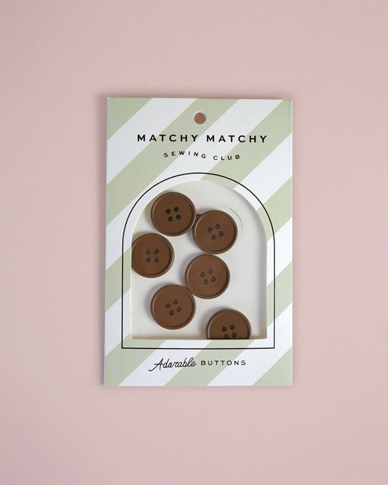 Retro Buttons | Cocoa | 7/8in | 6ct