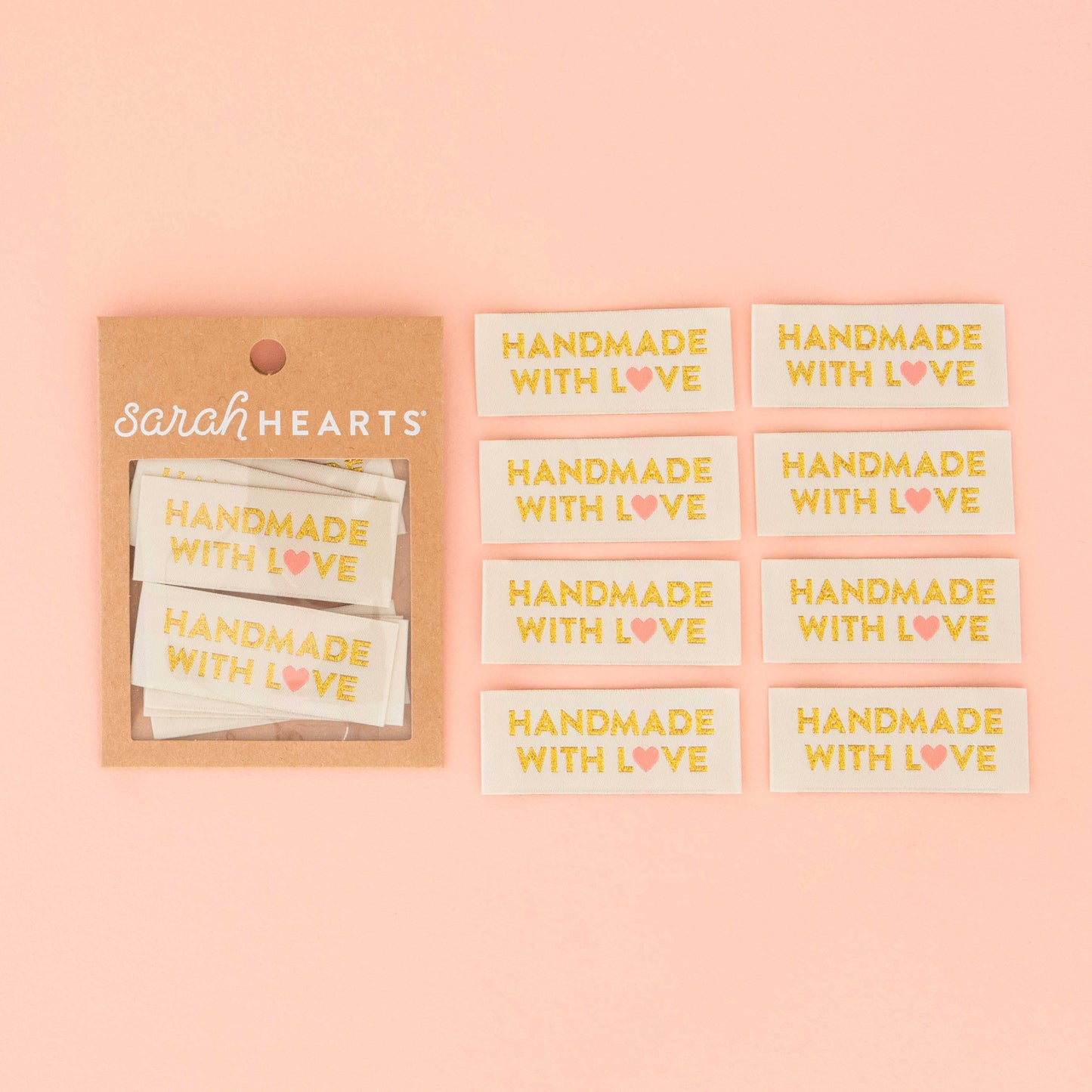 Handmade with Love Gold Sewing Woven Labels | 8ct | Sew-in Labels