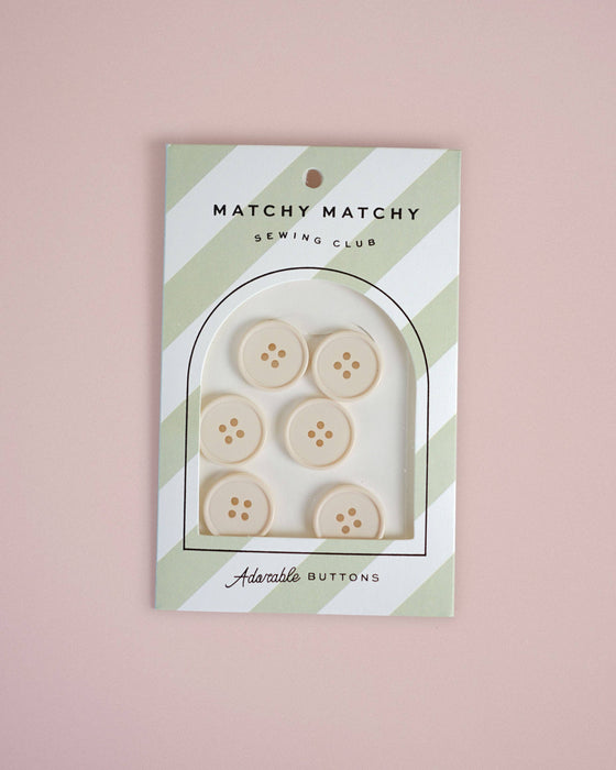 Retro Buttons | Cream Puff | 7/8in | 6ct