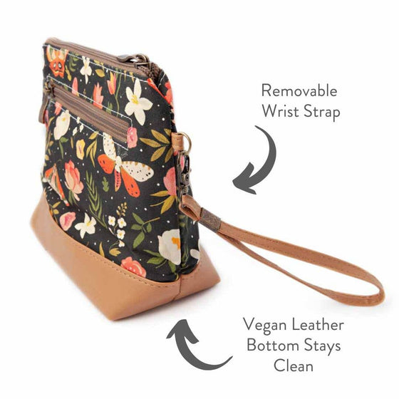 Mini Trini Bag | Small Zippered Sock Project Bag | Night Forest