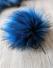  Handmade Faux Fur Pom Pom - Blueberry Blue