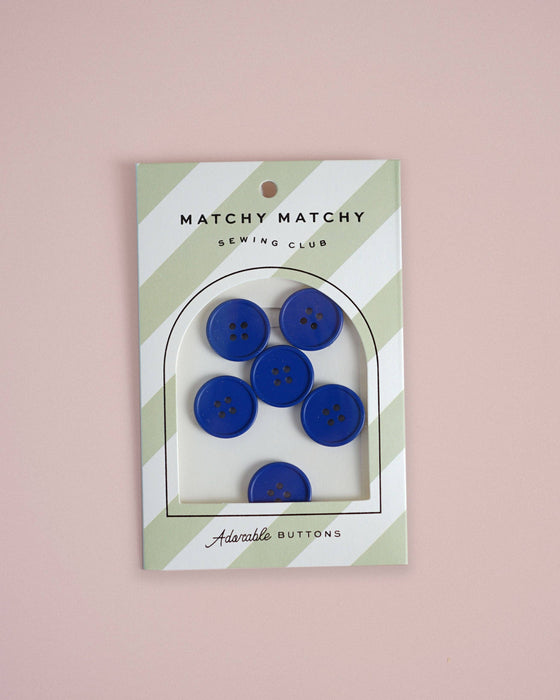 Retro Buttons | Cobalt | 7/8in | 6ct