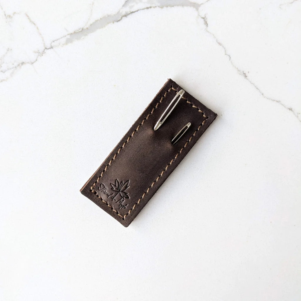 Leather Tapestry Needles Slip | AVAILABLE FOR SPECIAL ORDER Chocolate | Notions - Needle Case