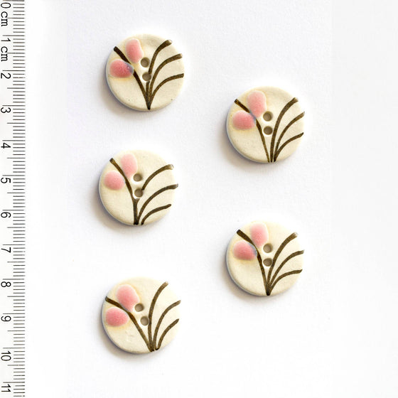 Pink Floral Buttons | 5 ct