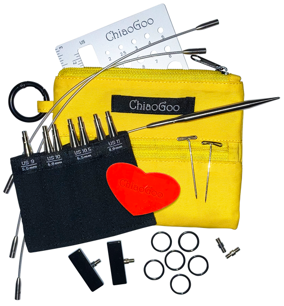  Interchangeable Needle Set | TWIST Yellow Shorties by ChiaoGoo sold by Lift Bridge Yarns